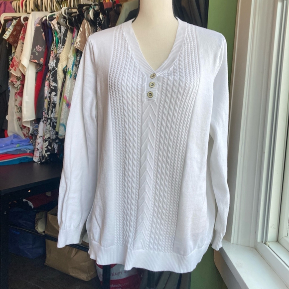Allison Daley White Sweater Women's Large - Picture 2 of 6